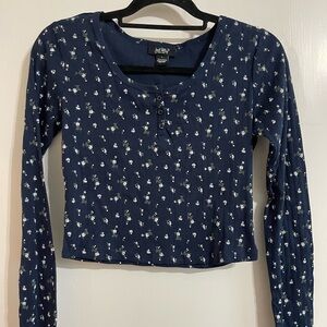 Floral Navy Long Sleeve Top